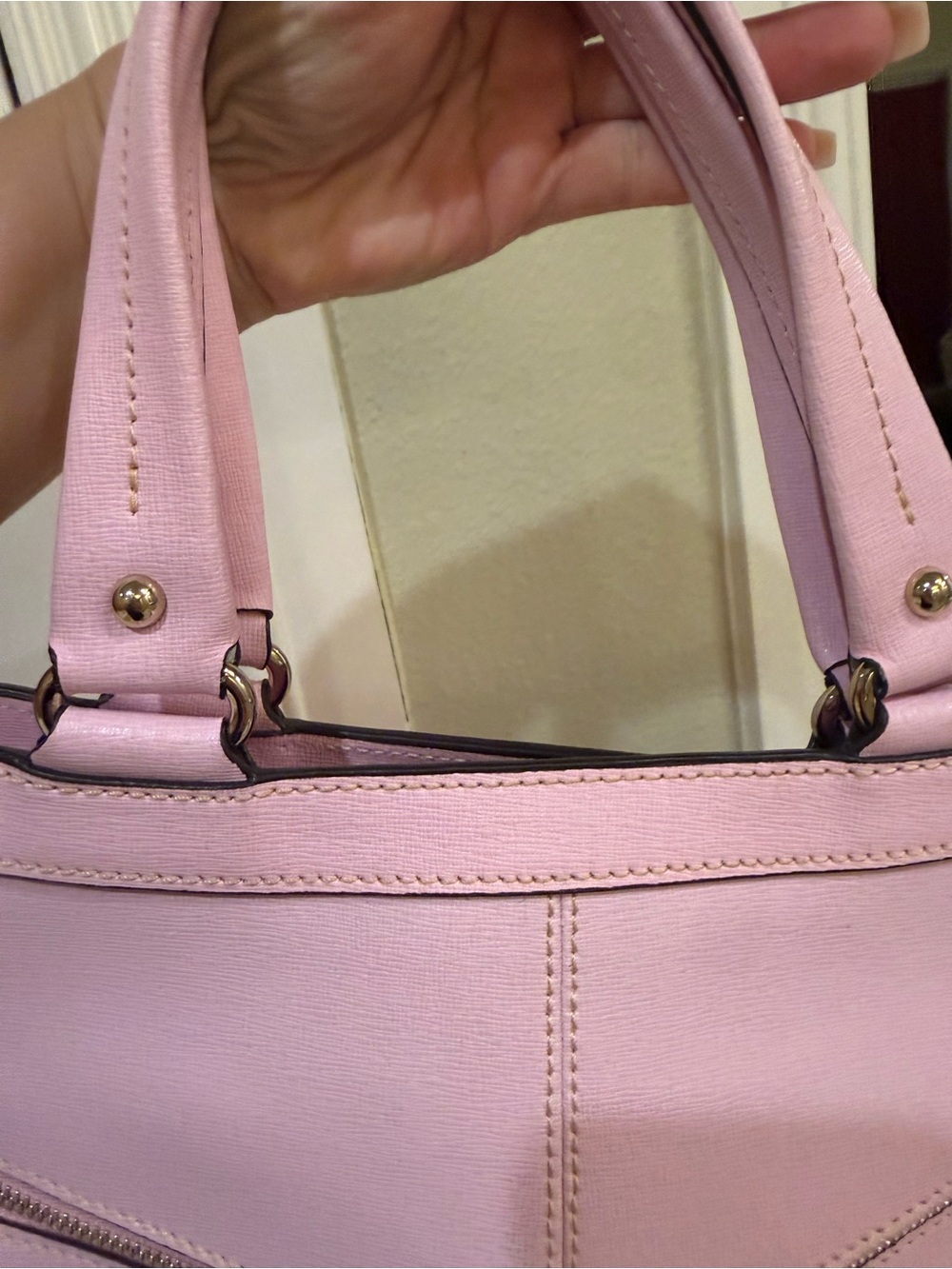 Dooney & Bourke Sara Pink Saffiano Shoulder Tote with Gold Hardware - Picture 11 of 12